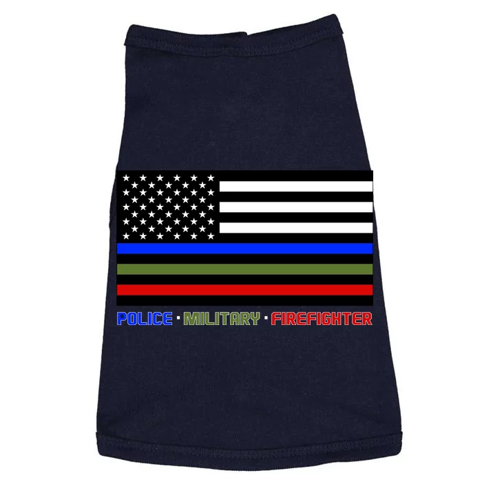 Thin Blue Green Red Lines Police Military Firefighter Doggie Tank