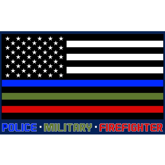 Thin Blue Green Red Lines Police Military Firefighter Bumper Sticker