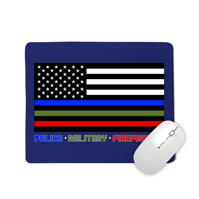 Thin Blue Green Red Lines Police Military Firefighter Mousepad