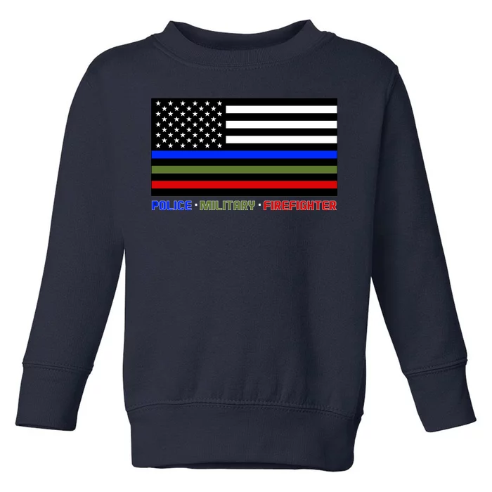 Thin Blue Green Red Lines Police Military Firefighter Toddler Sweatshirt