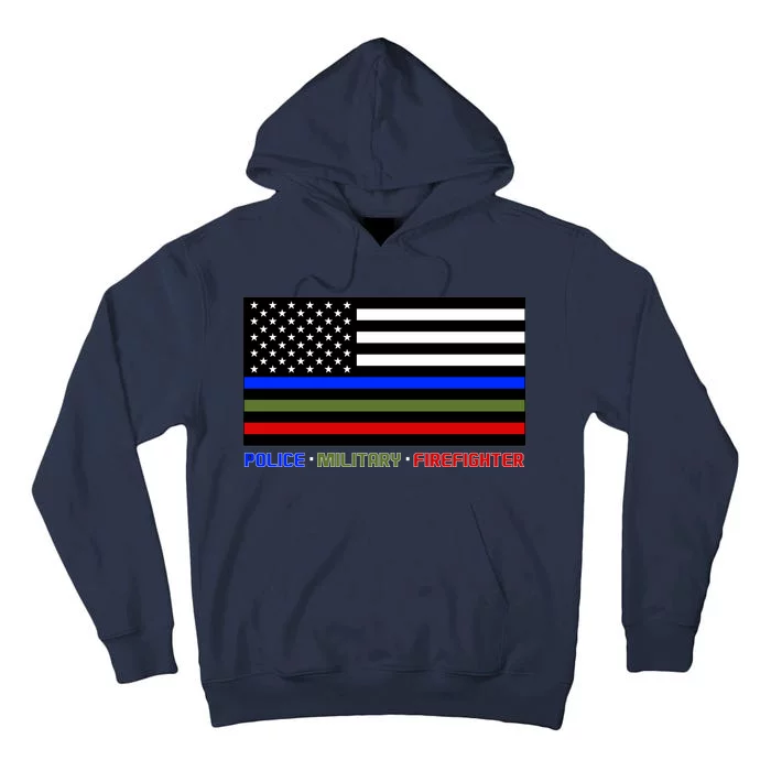 Thin Blue Green Red Lines Police Military Firefighter Tall Hoodie