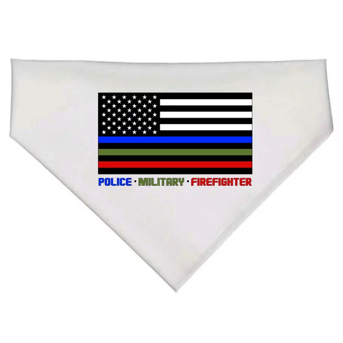 Thin Blue Green Red Lines Police Military Firefighter USA-Made Doggie Bandana