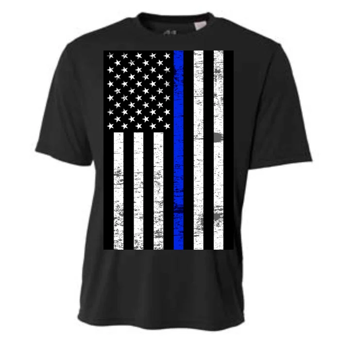 Thin Blue Line American Flag Cooling Performance Crew T-Shirt