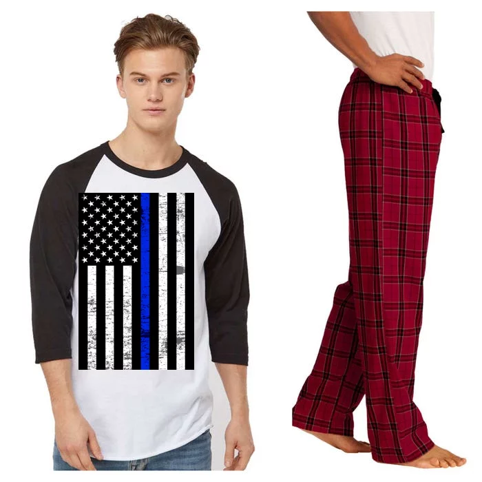 Thin Blue Line American Flag Raglan Sleeve Pajama Set