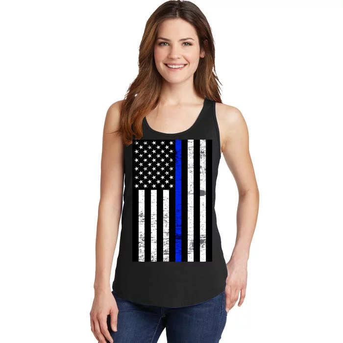 Thin Blue Line American Flag Ladies Essential Tank