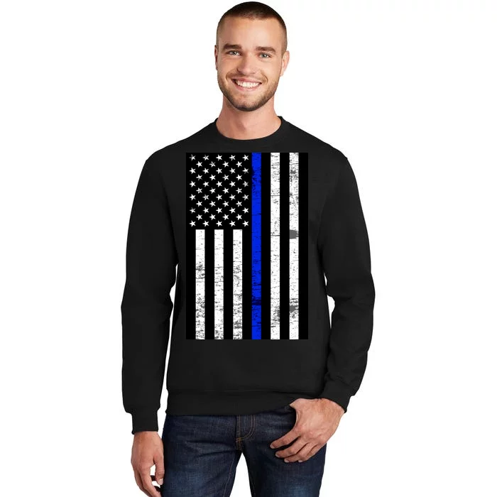 Thin Blue Line American Flag Tall Sweatshirt