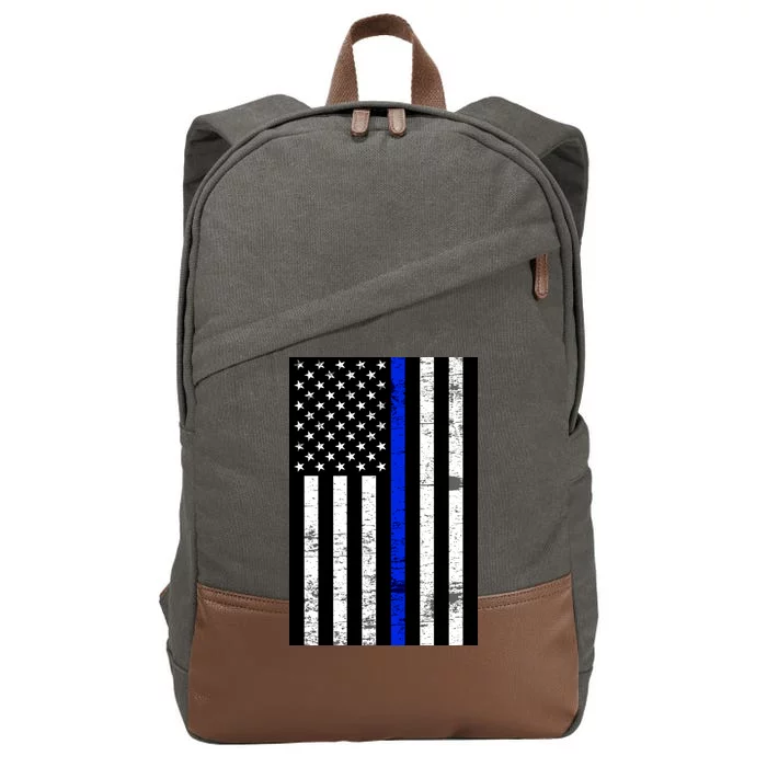 Thin Blue Line American Flag Cotton Canvas Backpack