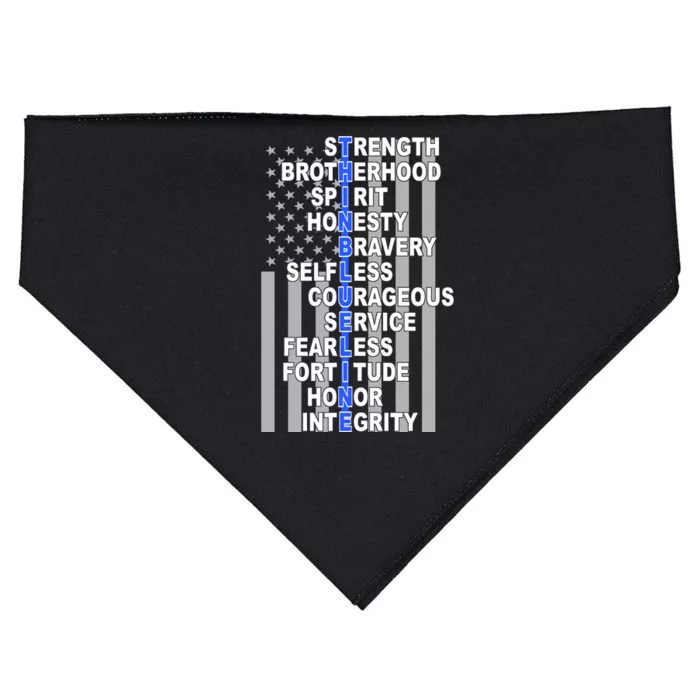 Thin Blue Line Blue Lives Us Flag USA-Made Doggie Bandana