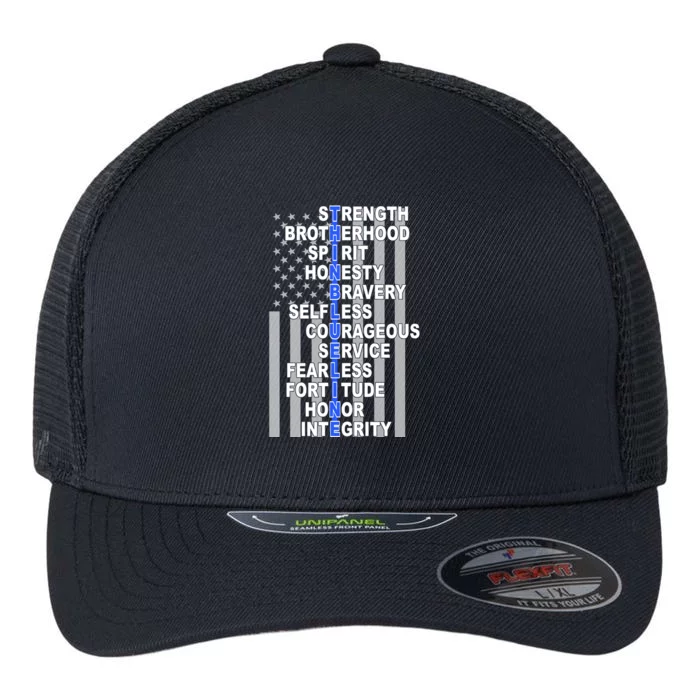 Thin Blue Line Blue Lives Us Flag Flexfit Unipanel Trucker Cap