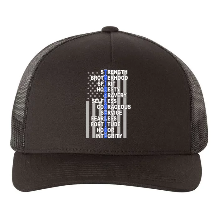 Thin Blue Line Blue Lives Us Flag Yupoong Adult 5-Panel Trucker Hat