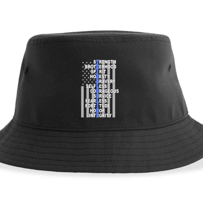 Thin Blue Line Blue Lives Us Flag Sustainable Bucket Hat