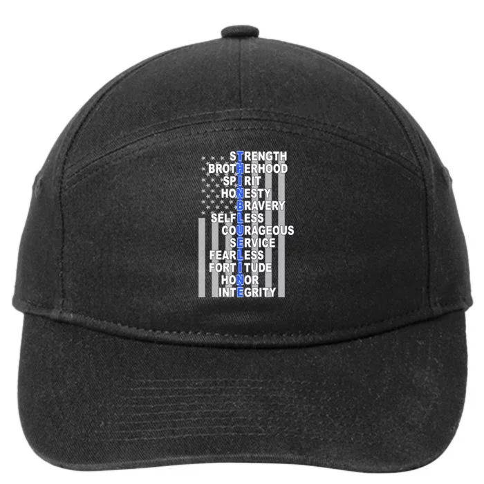 Thin Blue Line Blue Lives Us Flag 7-Panel Snapback Hat