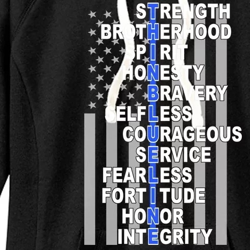 Thin Blue Line Blue Lives Us Flag Women's Fleece Hoodie