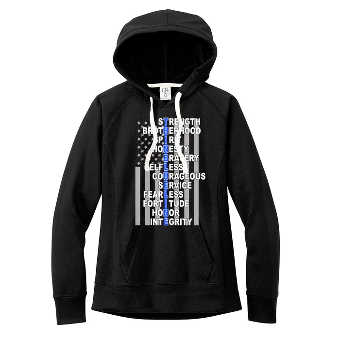 Thin Blue Line Blue Lives Us Flag Women's Fleece Hoodie