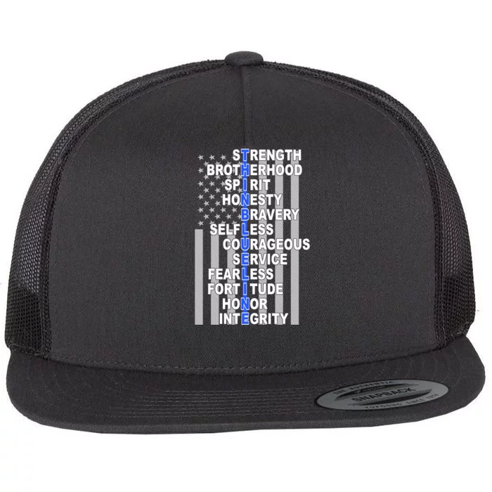 Thin Blue Line Blue Lives Us Flag Flat Bill Trucker Hat