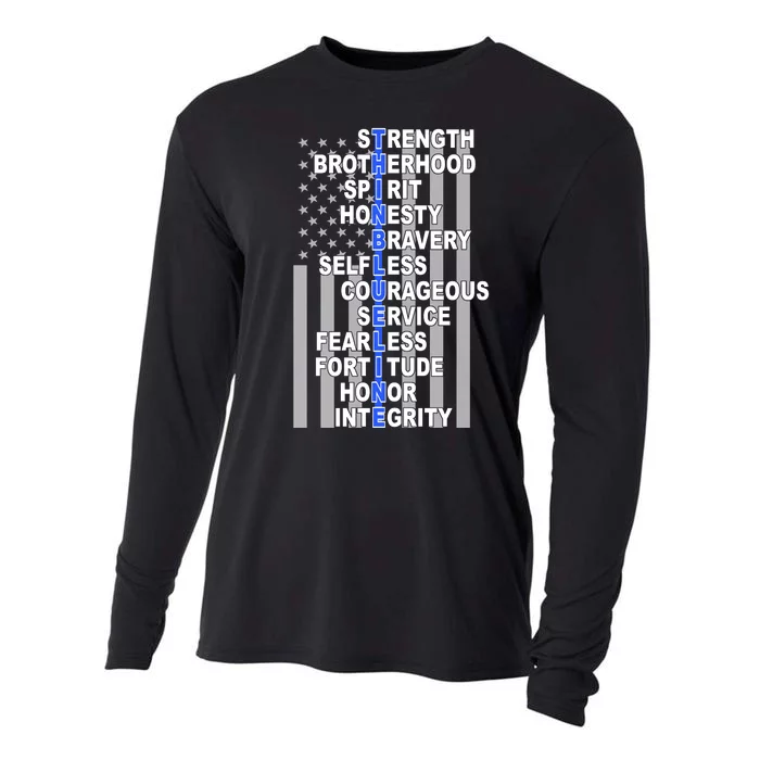 Thin Blue Line Blue Lives Us Flag Cooling Performance Long Sleeve Crew