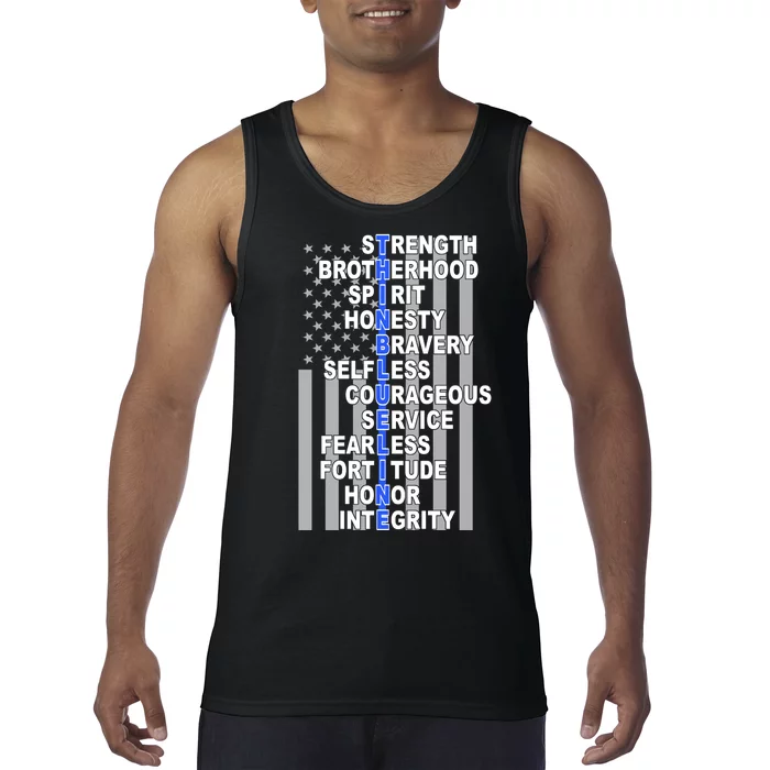 Thin Blue Line Blue Lives Us Flag Tank Top