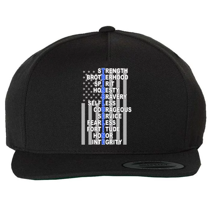 Thin Blue Line Blue Lives Us Flag Wool Snapback Cap