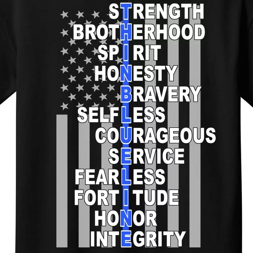 Thin Blue Line Blue Lives Us Flag Kids T-Shirt