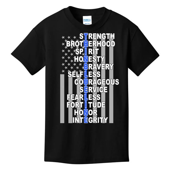 Thin Blue Line Blue Lives Us Flag Kids T-Shirt