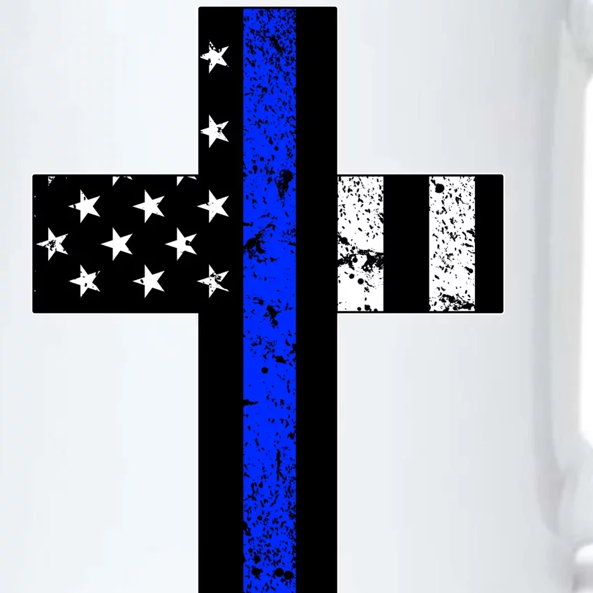 Thin Blue Line Cross Police Black Color Changing Mug