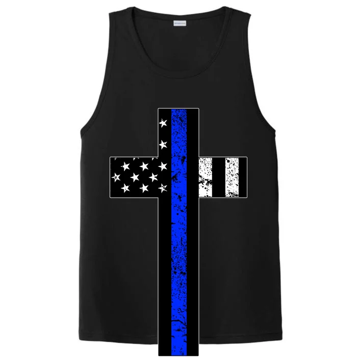 Thin Blue Line Cross Police Performance Tank