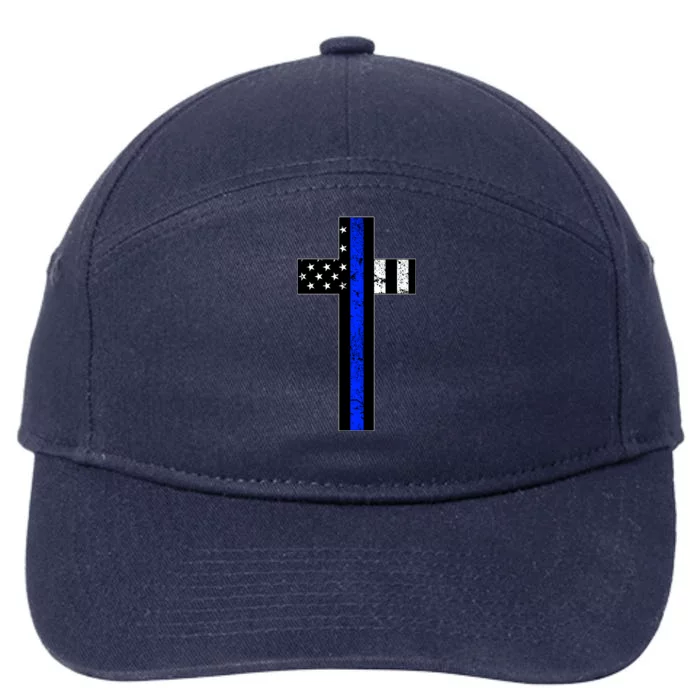 Thin Blue Line Cross Police 7-Panel Snapback Hat