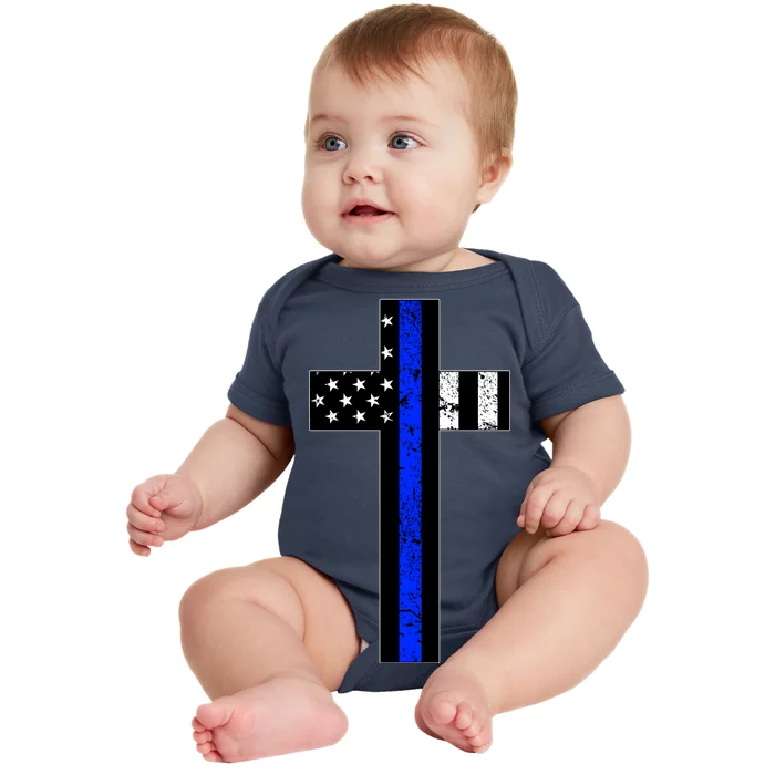 Thin Blue Line Cross Police Baby Bodysuit