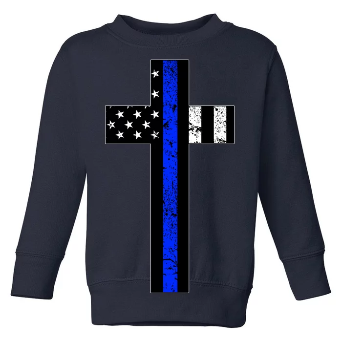 Thin Blue Line Cross Police Toddler Sweatshirt