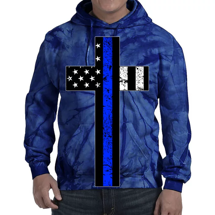 Thin Blue Line Cross Police Tie Dye Hoodie