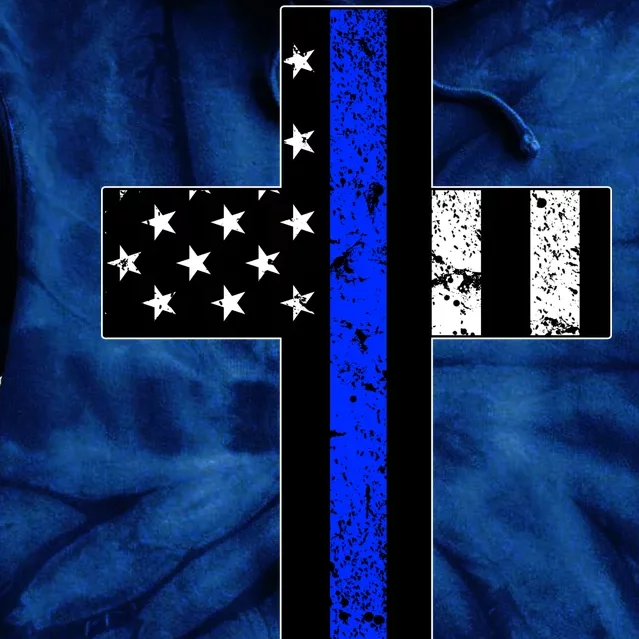 Thin Blue Line Cross Police Tie Dye Hoodie