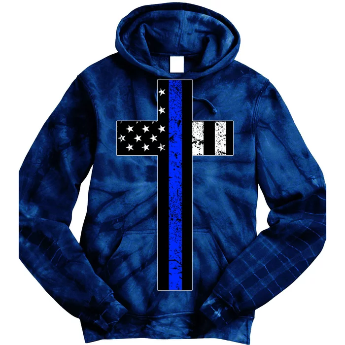 Thin Blue Line Cross Police Tie Dye Hoodie