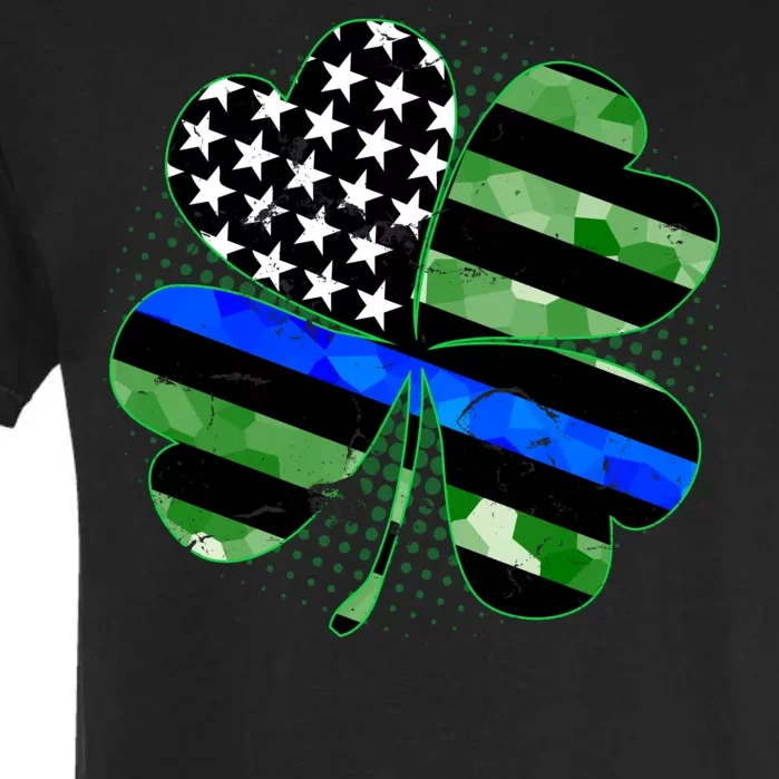 Thin Blue Line St Patrick's Day Irish Clover Garment-Dyed Heavyweight T-Shirt