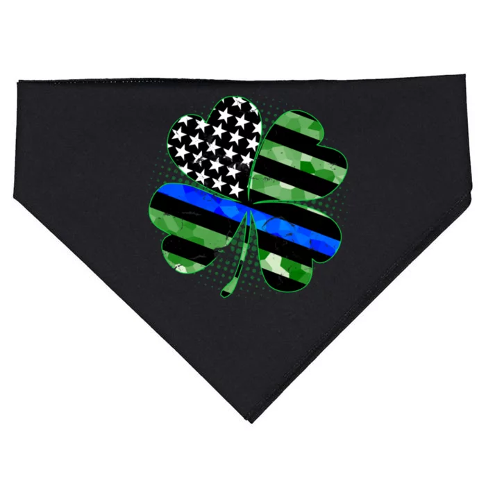 Thin Blue Line St Patrick's Day Irish Clover USA-Made Doggie Bandana