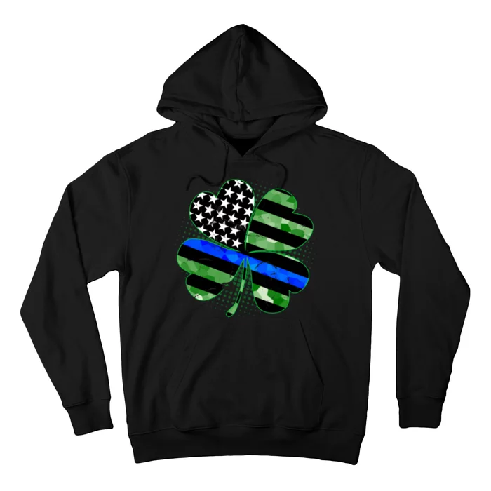 Thin Blue Line St Patrick's Day Irish Clover Hoodie