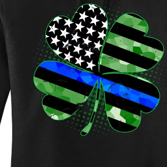 Thin Blue Line St Patrick's Day Irish Clover Women's Pullover Hoodie