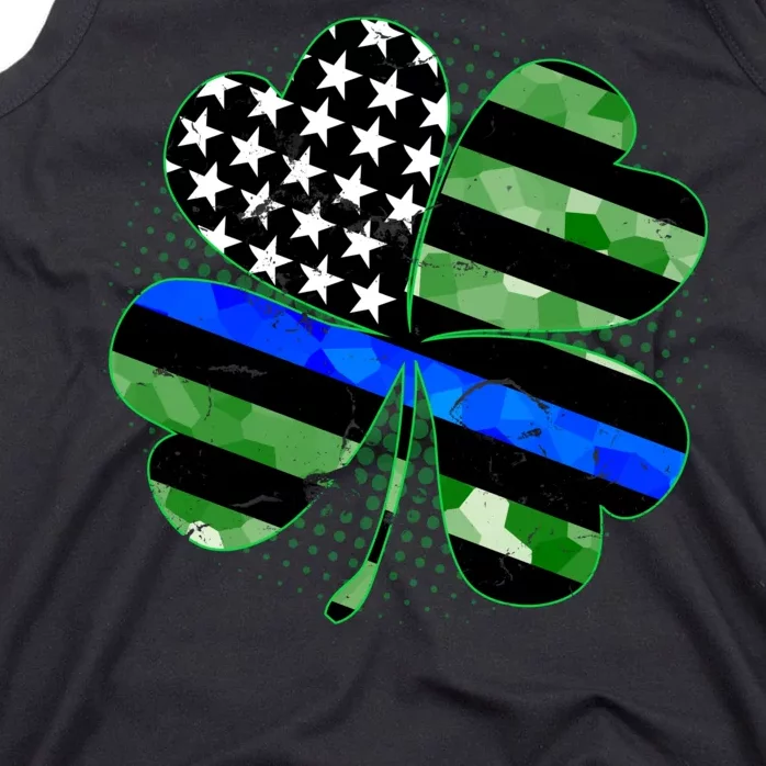 Thin Blue Line St Patrick's Day Irish Clover Tank Top