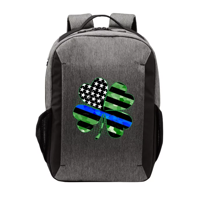 Thin Blue Line St Patrick's Day Irish Clover Vector Backpack