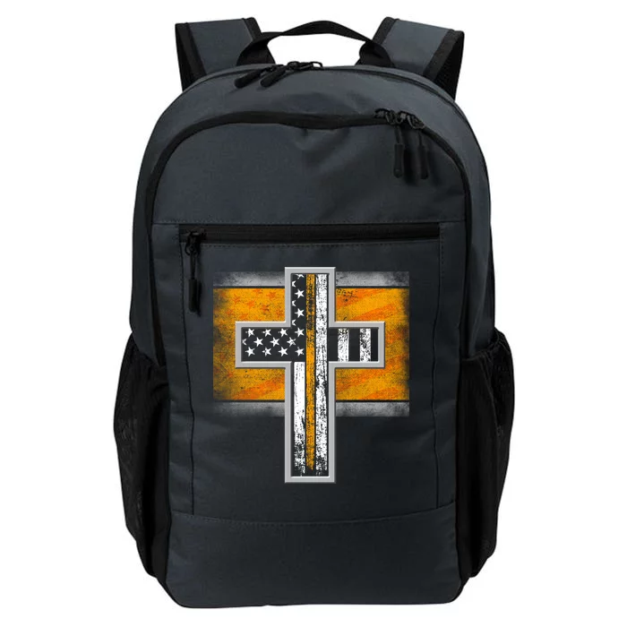 Thin Gold Line Cross Flag Support Front line Workers Daily Commute Backpack