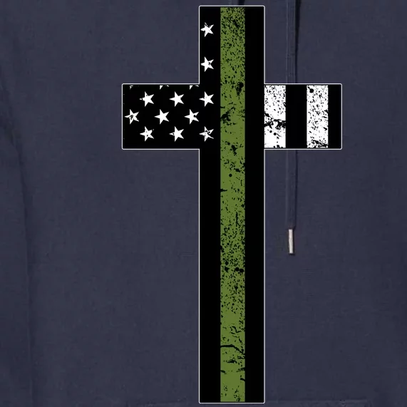 Thin Green Line Cross Military Premium Hoodie