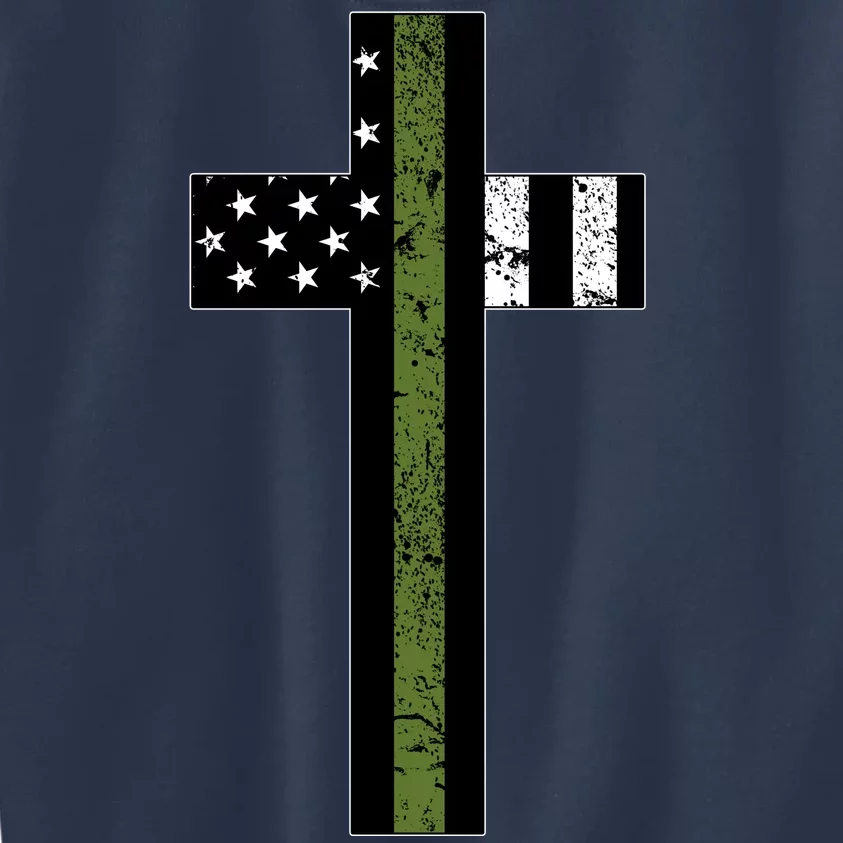 Thin Green Line Cross Military Kids Sweatshirt