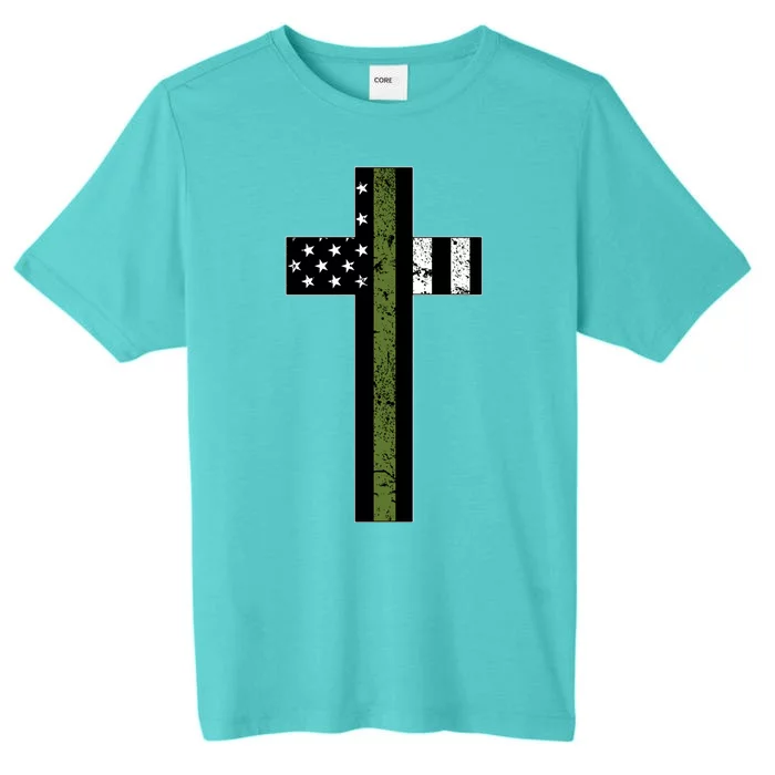 Thin Green Line Cross Military ChromaSoft Performance T-Shirt