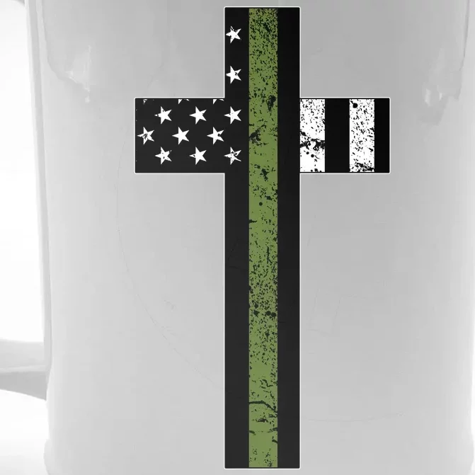 Thin Green Line Cross Military Front & Back Beer Stein