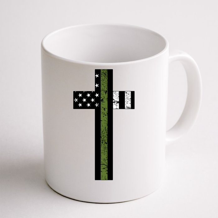 Thin Green Line Cross Military Front & Back Coffee Mug