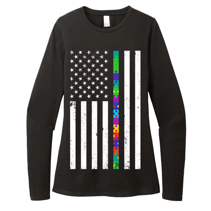 Thin Puzzle Line Autism Flag Womens CVC Long Sleeve Shirt