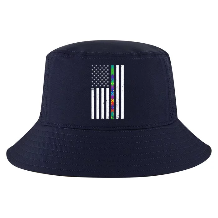 Thin Puzzle Line Autism Flag Cool Comfort Performance Bucket Hat