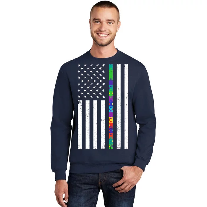 Thin Puzzle Line Autism Flag Sweatshirt