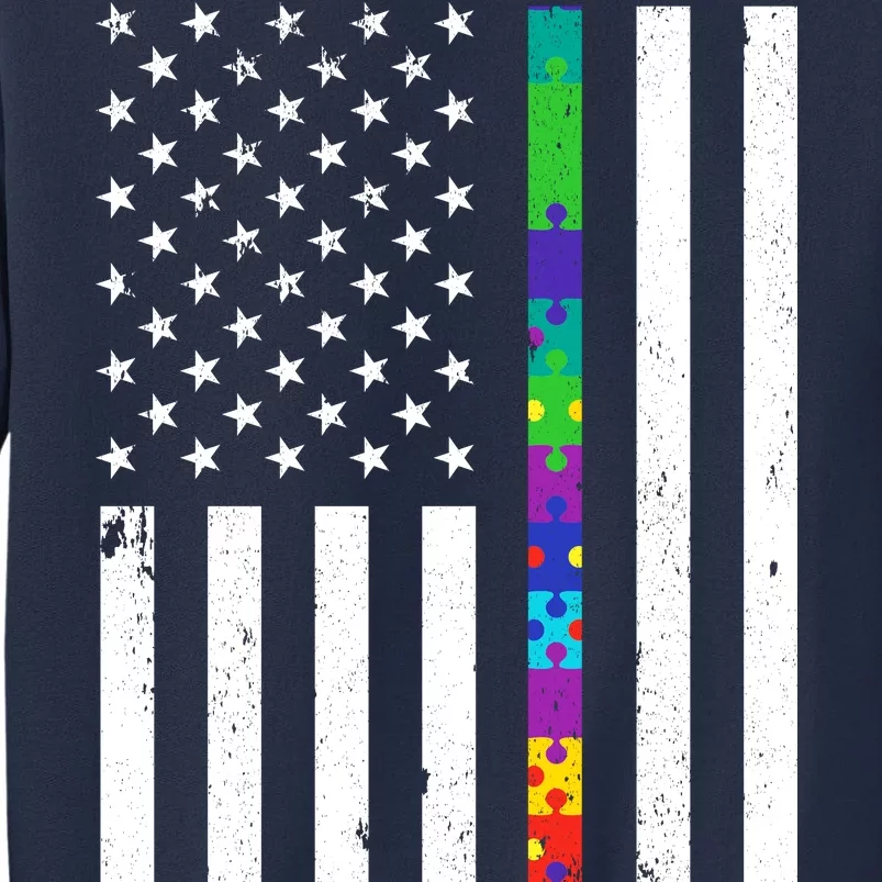 Thin Puzzle Line Autism Flag Sweatshirt