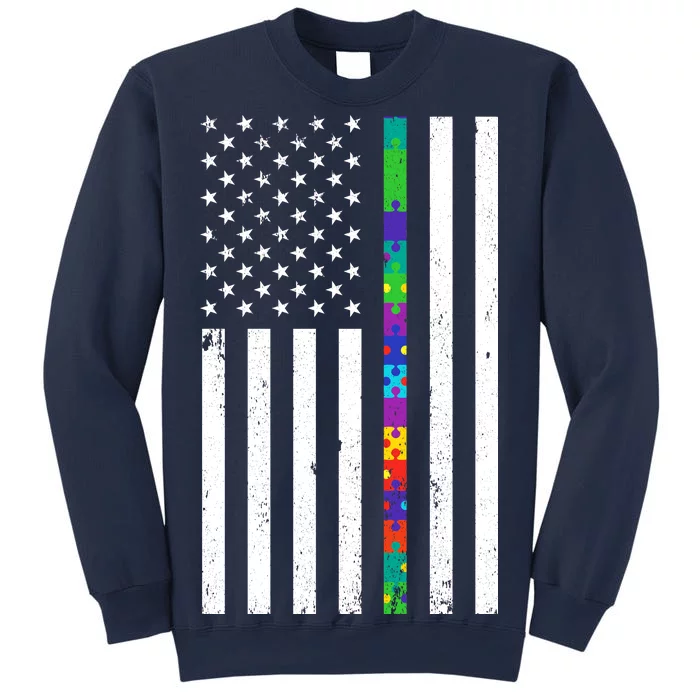 Thin Puzzle Line Autism Flag Sweatshirt