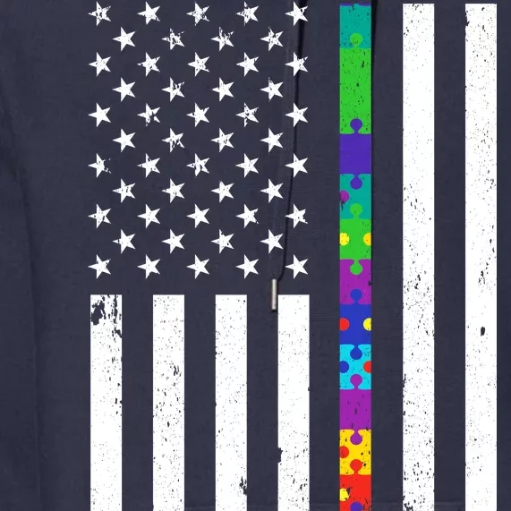 Thin Puzzle Line Autism Flag Premium Hoodie